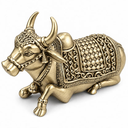 Handcrafted brass Nandi idol for Lord Shiva temple, devotional and spiritual home decor