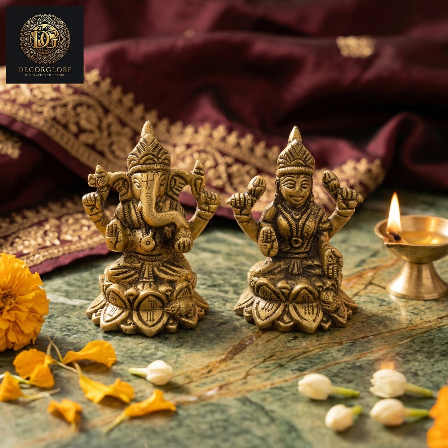 Laxmi Ganesh Ji Brass Idol Set