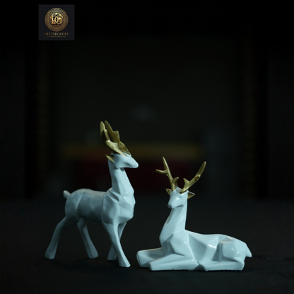 White Deer Figurine Set