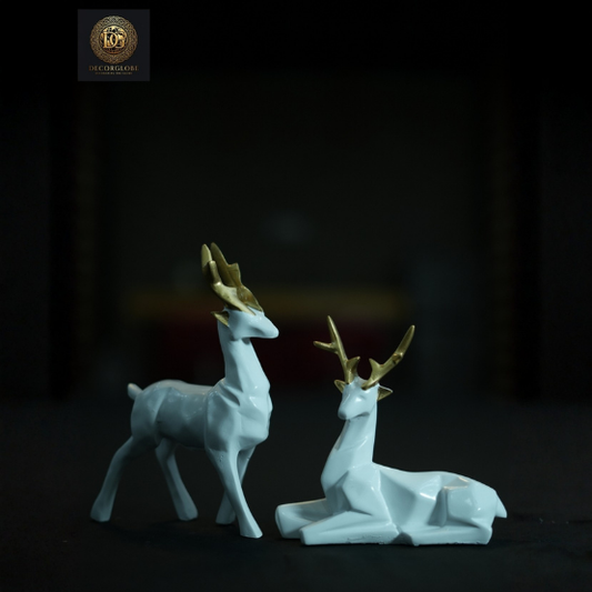 White Deer Figurine Set
