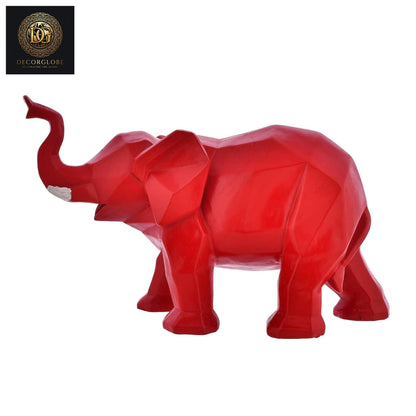 Red Geometric Elephant Statue