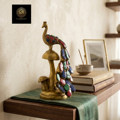 Golden Peacock Decorative Showpiece