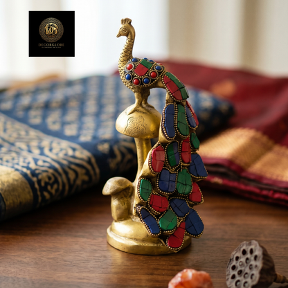 Golden Peacock Decorative Showpiece