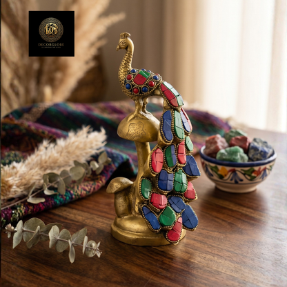 Golden Peacock Decorative Showpiece