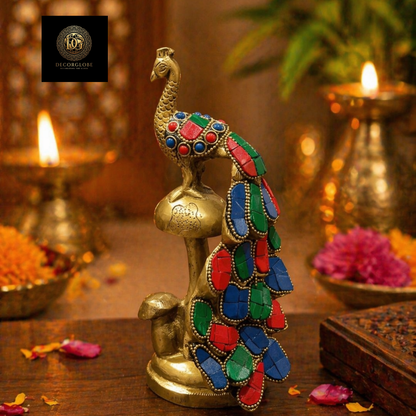 Golden Peacock Decorative Showpiece