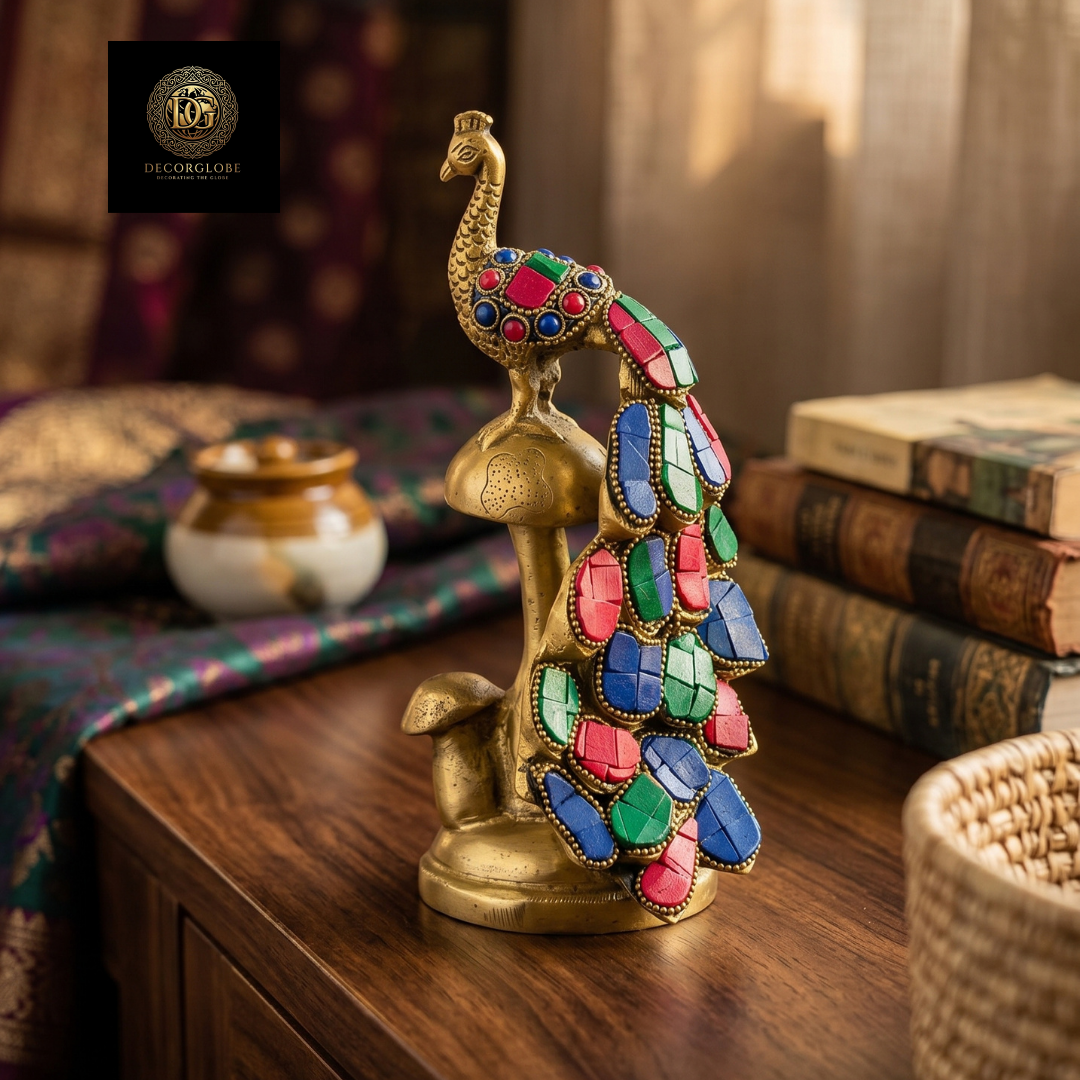 Golden Peacock Decorative Showpiece