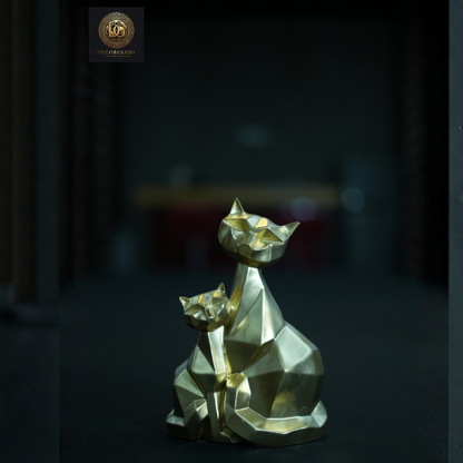 Poly Resin Cat Pair Golden