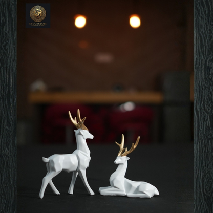 White Deer Figurine Set