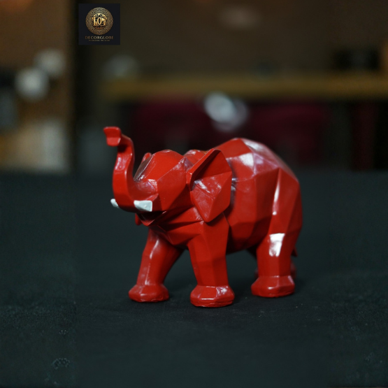 Red Geometric Elephant Statue