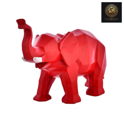 Red Geometric Elephant Statue