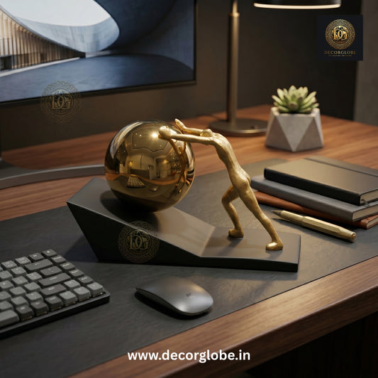 Abstract Strength Figurine with Golden Sphere (Modern Motivational Decor)