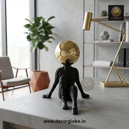 Abstract Thinker Figurine with Golden Ball (Premium Desk Decor)