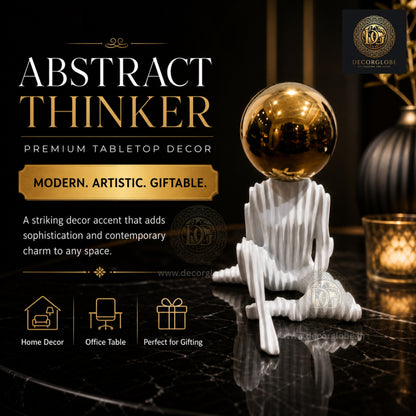 Abstract Thinker Figurine with Golden Ball (Premium Desk Decor)