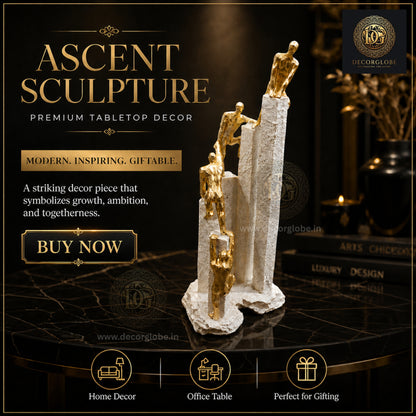 Golden Ascent – Modern Abstract Climbing Sculpture