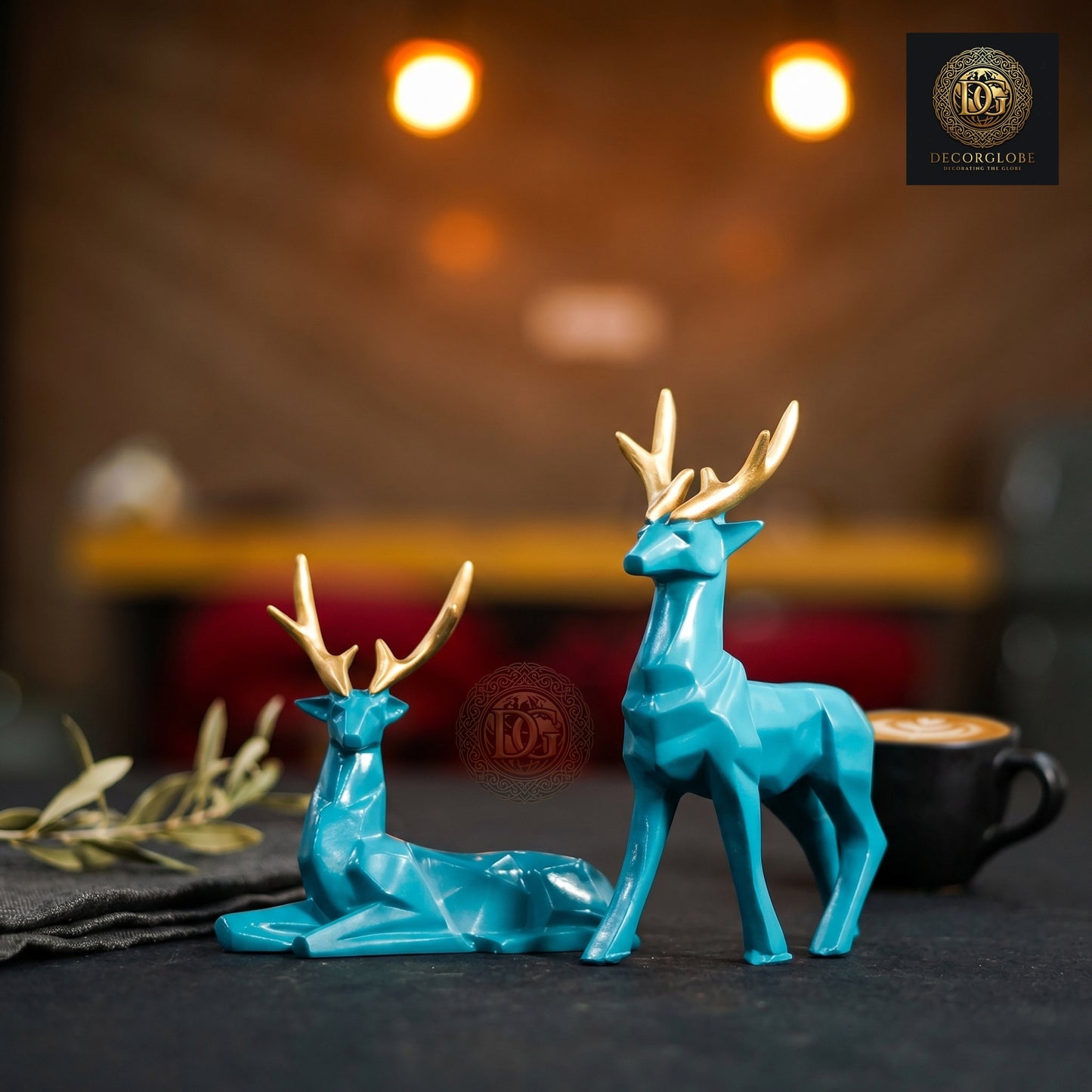 Modern Deer Set (Blue & Gold Finish)