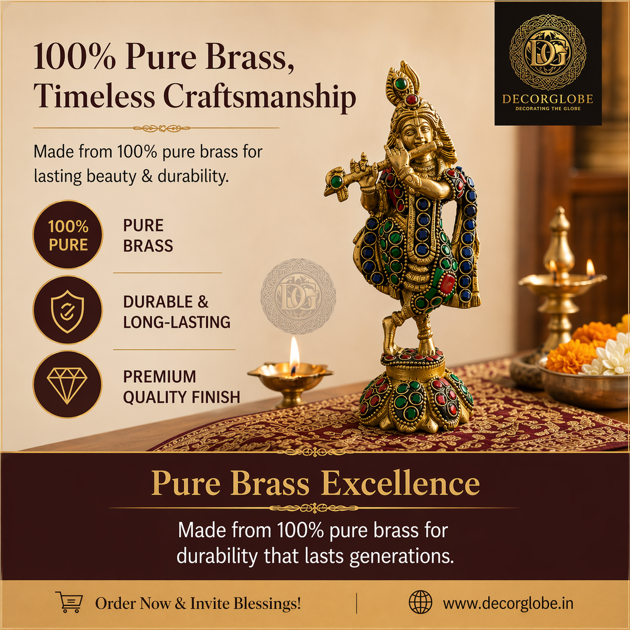 Vibrant Heritage Brass Krishna