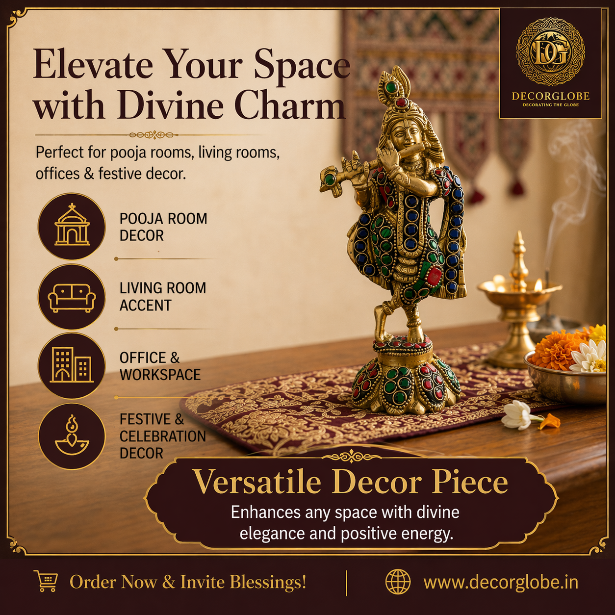 Vibrant Heritage Brass Krishna