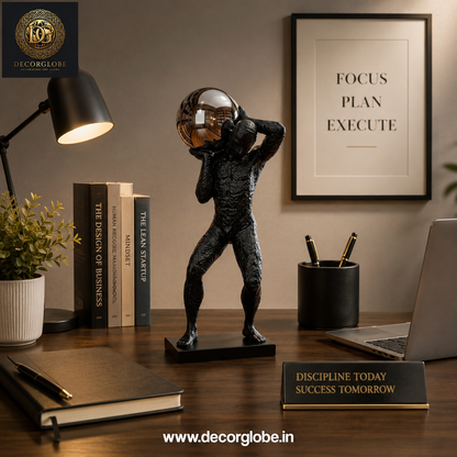 Titan Sphere Contemporary Abstract Man Statue – Unique Office Table Decor Showpiece