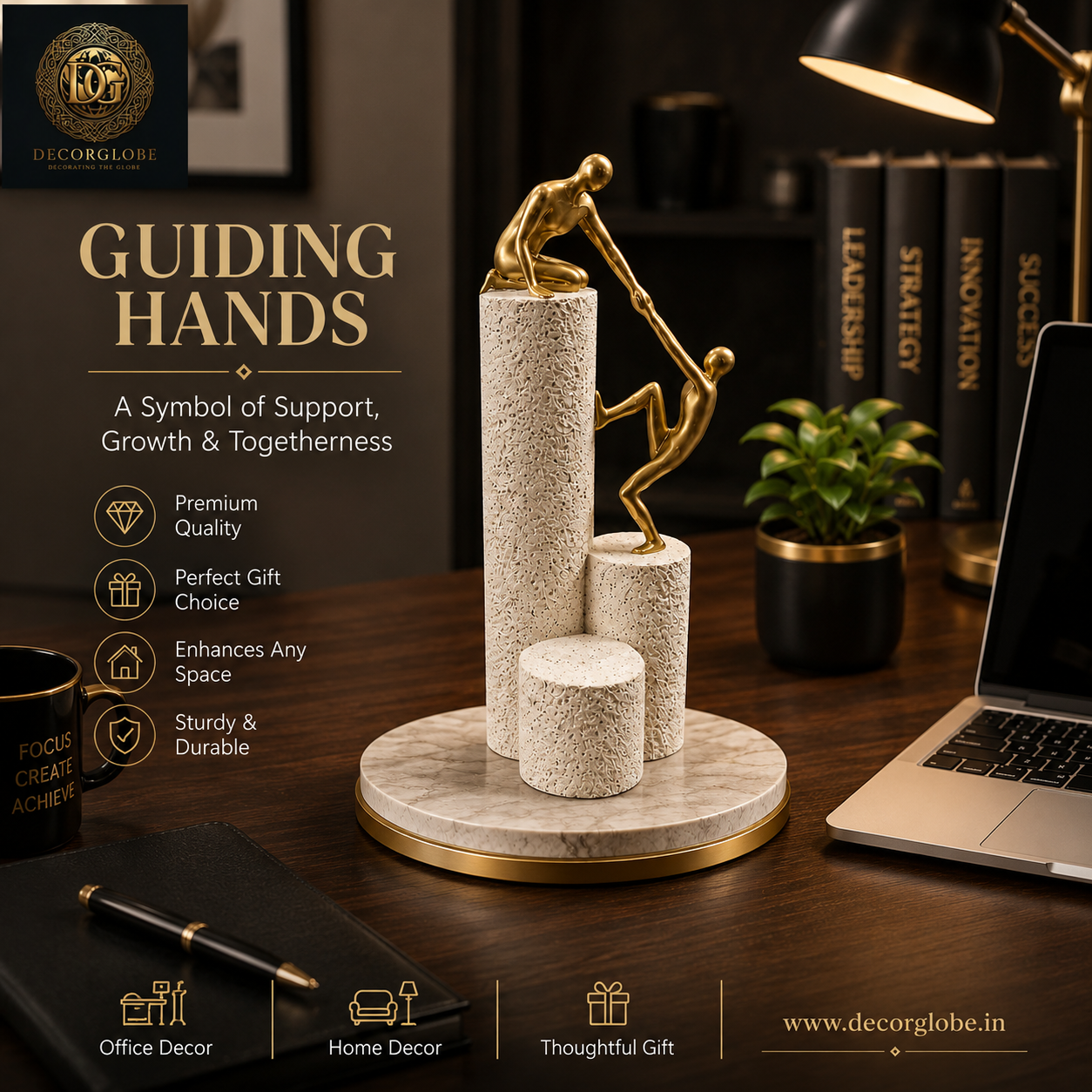 Helping Hands Abstract Sculpture – Symbolic Home & Office Decor Showpiece