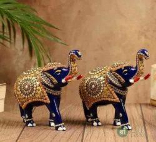 Set of 2 Royal Elephant Showpieces