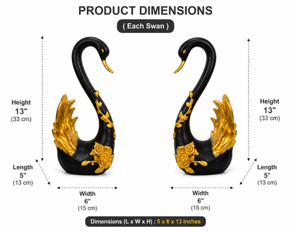 Modern Black Swan Statue Set for Home Decoration | Premium Decorative Accent Piece
