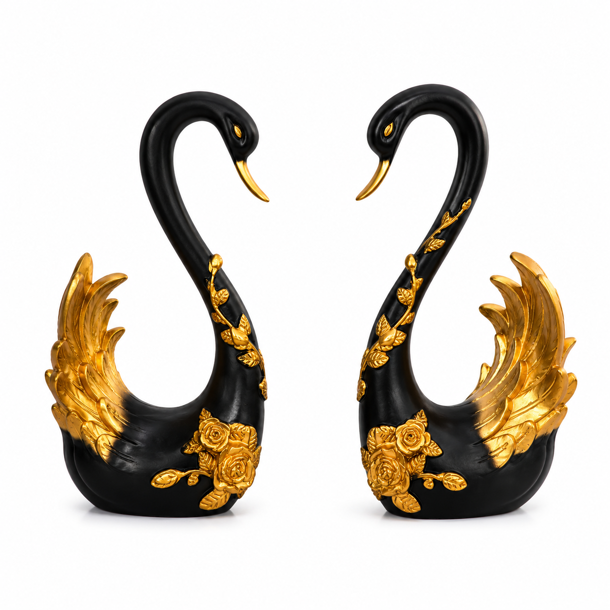 Modern Black Swan Statue Set for Home Decoration | Premium Decorative Accent Piece