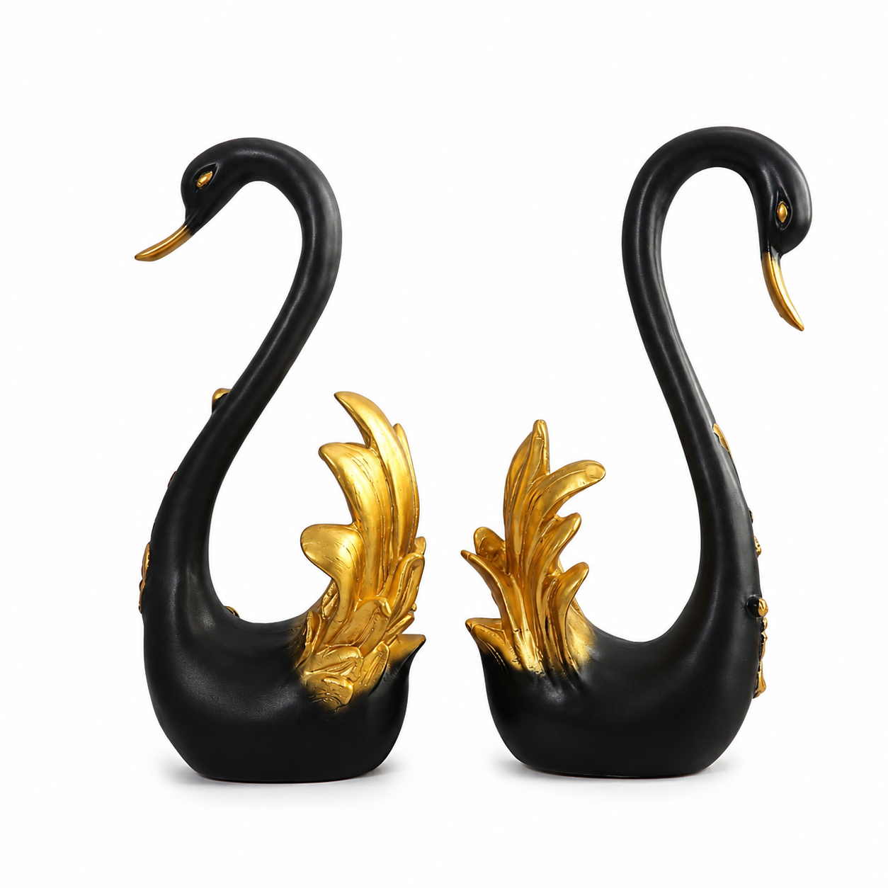 Modern Black Swan Statue Set for Home Decoration | Premium Decorative Accent Piece