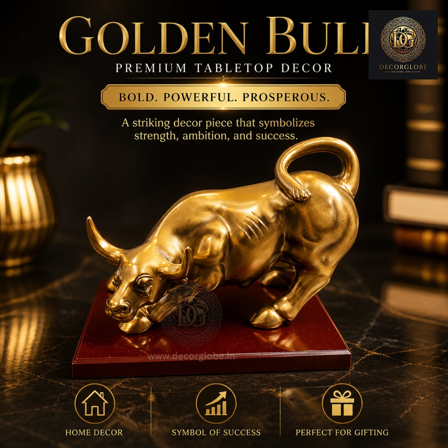 Bronze Bull Figurine (Luxury Statement Decor)