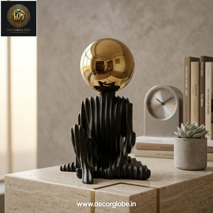 Abstract Thinker Figurine with Golden Ball (Premium Desk Decor)