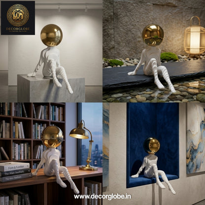 Abstract Thinker Figurine with Golden Ball (Premium Desk Decor)