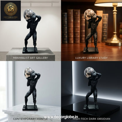 Titan Sphere Contemporary Abstract Man Statue – Unique Office Table Decor Showpiece