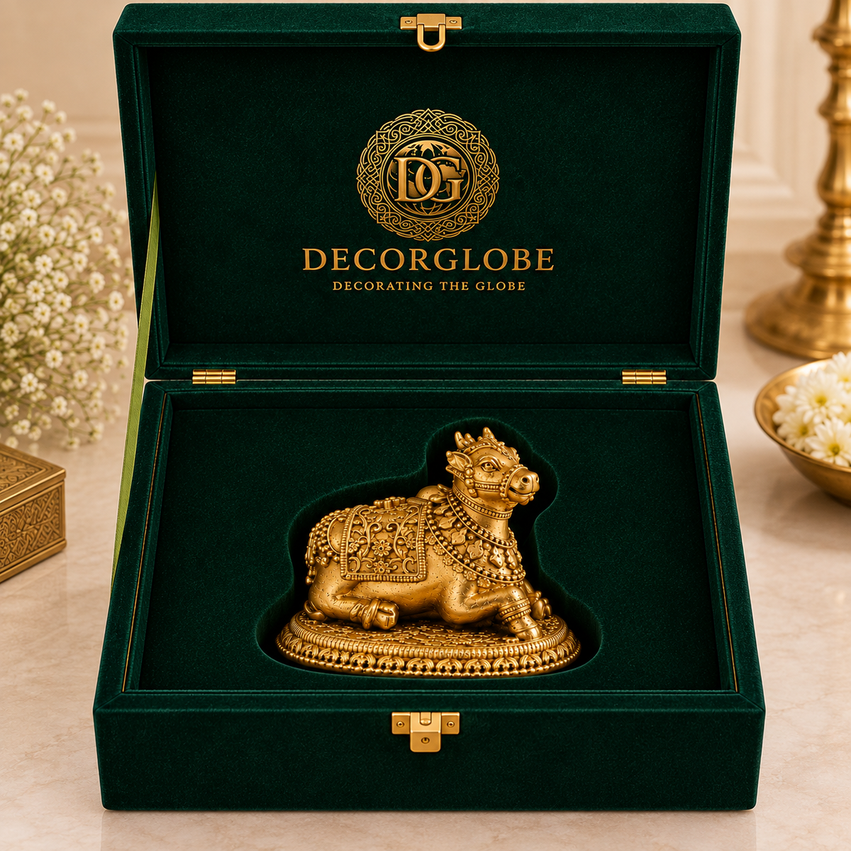 50 pcs Brass Nandi Idol Corporate Gifting Set | Premium Velvet Gift Box | Bulk Gifts for Employees, Clients, Diwali & Business Events