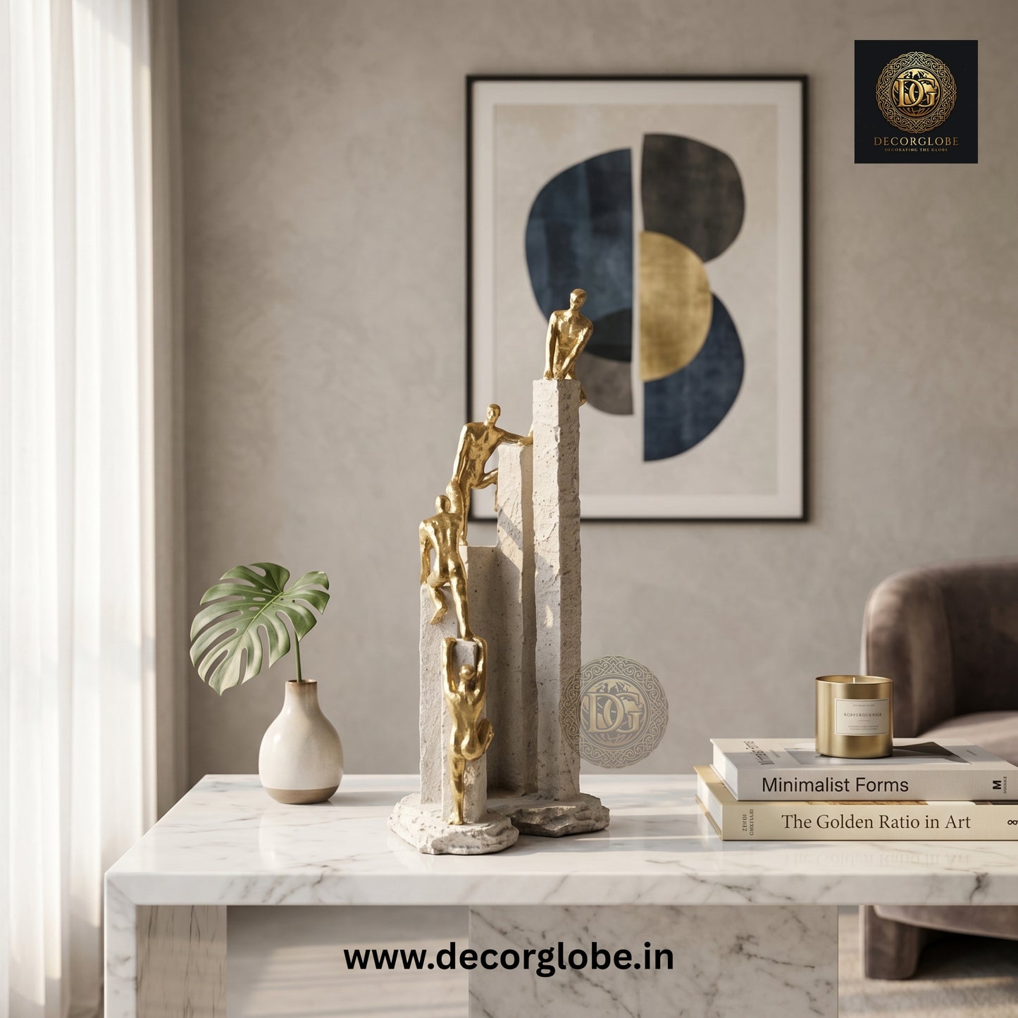 Golden Ascent – Modern Abstract Climbing Sculpture