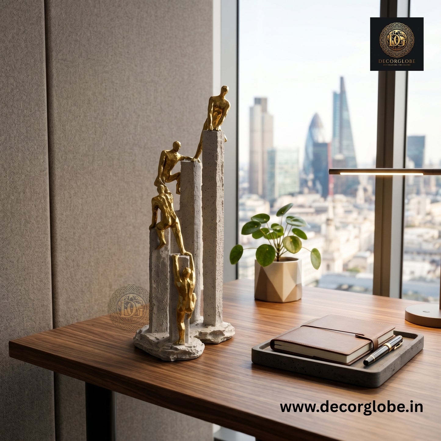 Golden Ascent – Modern Abstract Climbing Sculpture