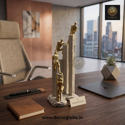 Golden Ascent – Modern Abstract Climbing Sculpture