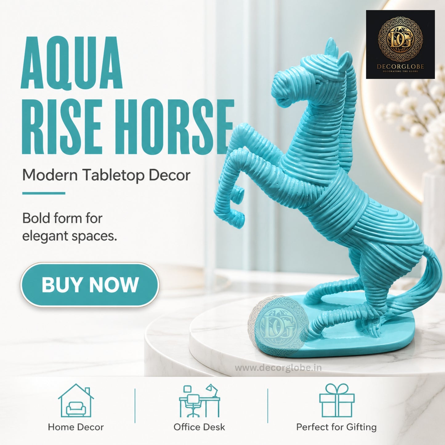 Modern Rising Horse Figurine (Stylish Home Decor Accent)