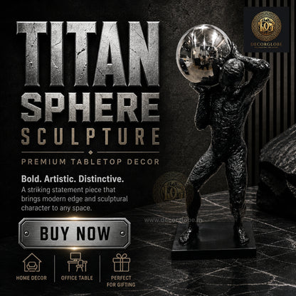 Titan Sphere Contemporary Abstract Man Statue – Unique Office Table Decor Showpiece