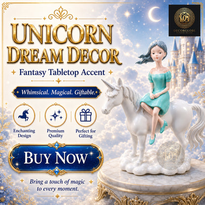 Fantasy Unicorn Sculpture with Girl – Elegant Decorative Showpiece