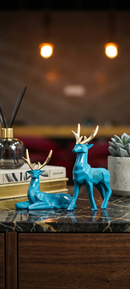 Modern Deer Set (Blue & Gold Finish)