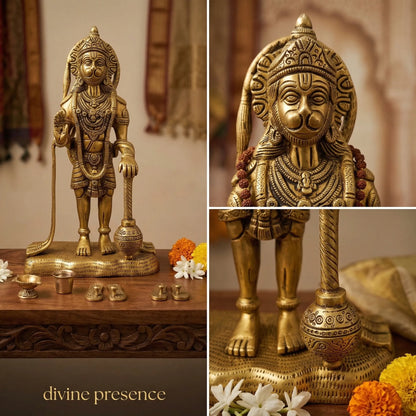 Standing Brass Hanuman Ji Idol for Home Temple