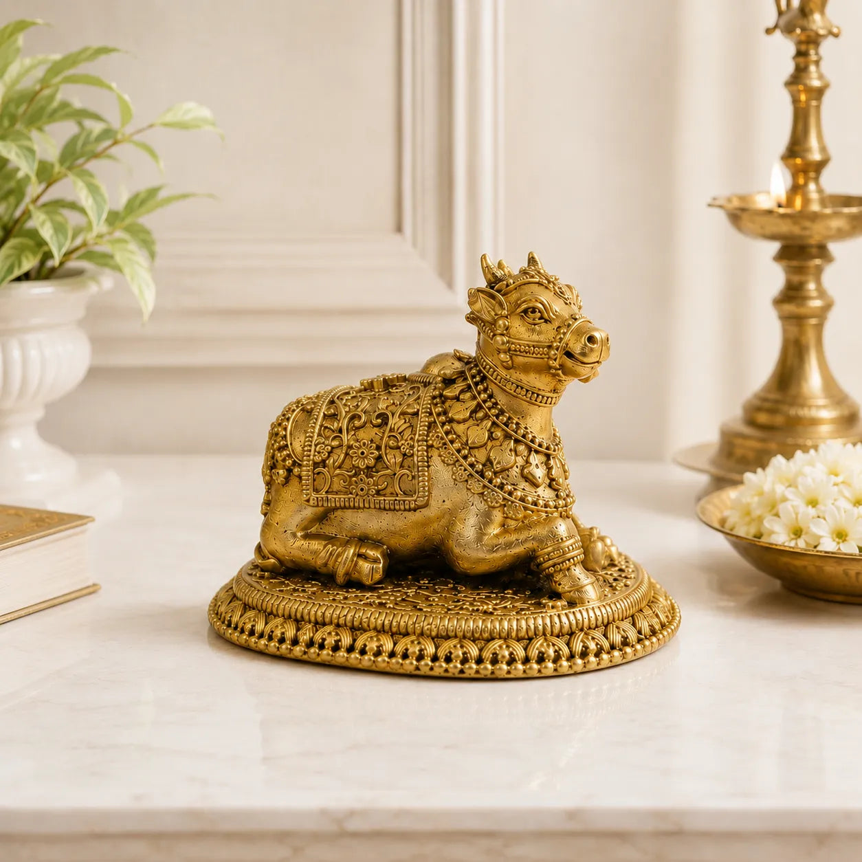 Small Brass Nandi Idol 80 grams for Shiva puja and home temple