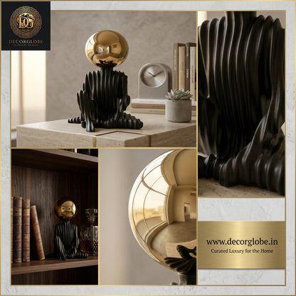 Abstract Thinker Figurine with Golden Ball (Premium Desk Decor)