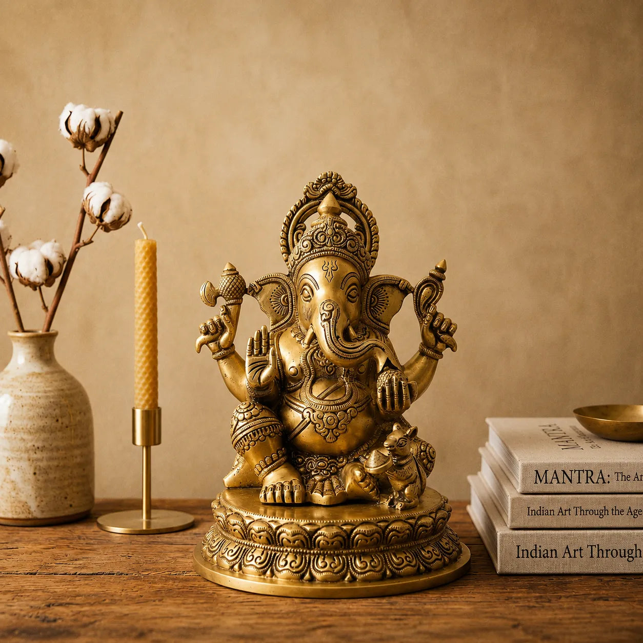 Complete Ganpati Ji Brass Murti with modak and blessings