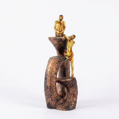 Modern Abstract Couple Sculpture Showpiece – Luxury Resin Table Decor for Living Room | Artistic Human Figurine Statue