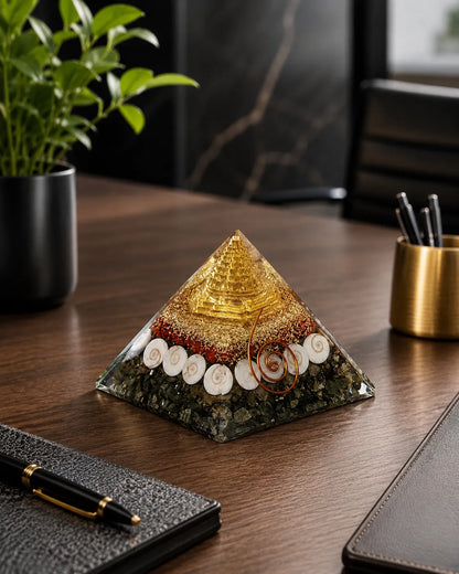 Side view of Lakshmi Money Magnet Orgone Pyramid