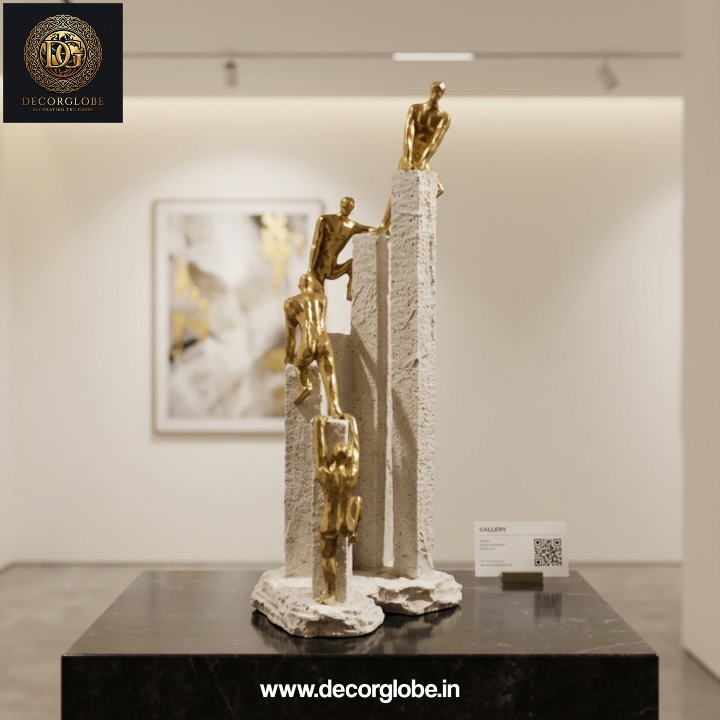 Golden Ascent – Modern Abstract Climbing Sculpture