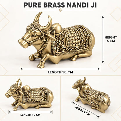 Nandi idol for Shivling and home temple crafted in pure brass with antique finish