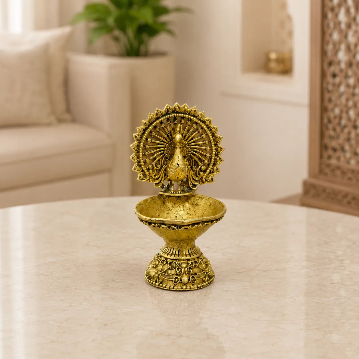 Peacock Brass Diya Mayur Deepak for puja and aarti