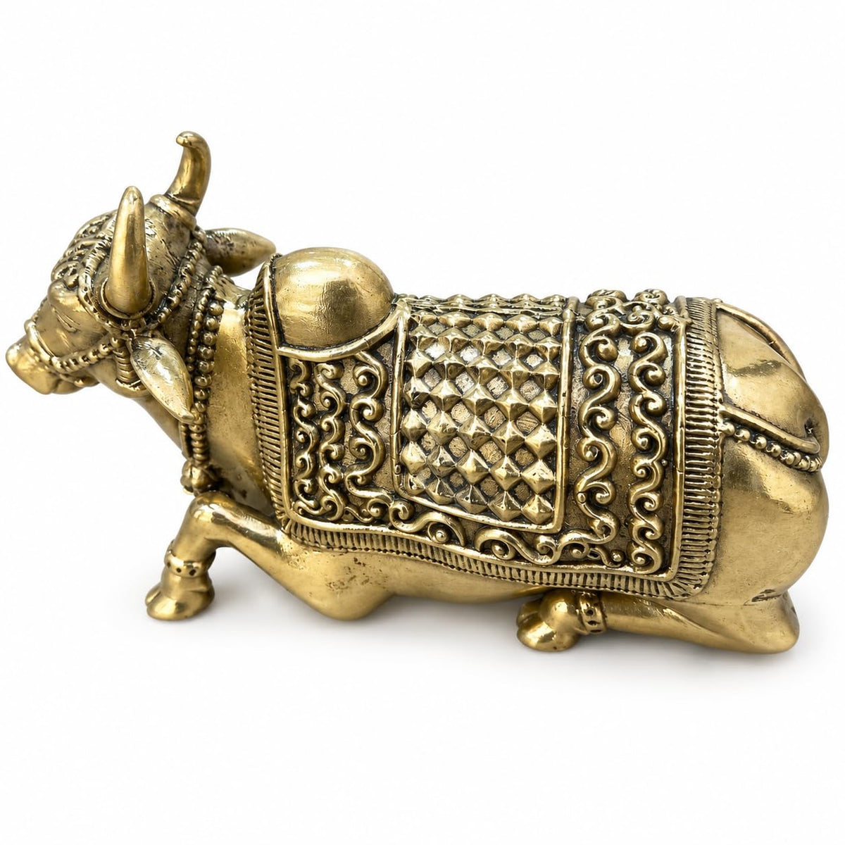 Pure brass Nandi statue for Vastu, spiritual decor and home pooja mandir