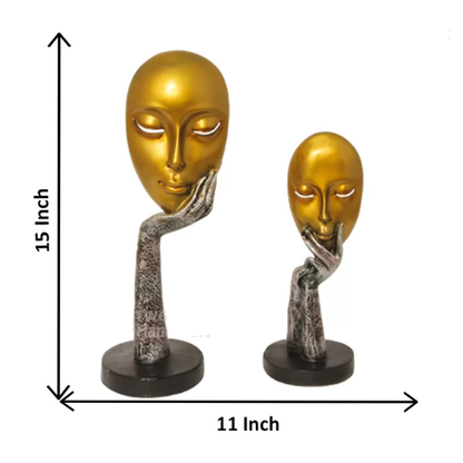 Abstract Face Sculpture Set (Gold Finish)